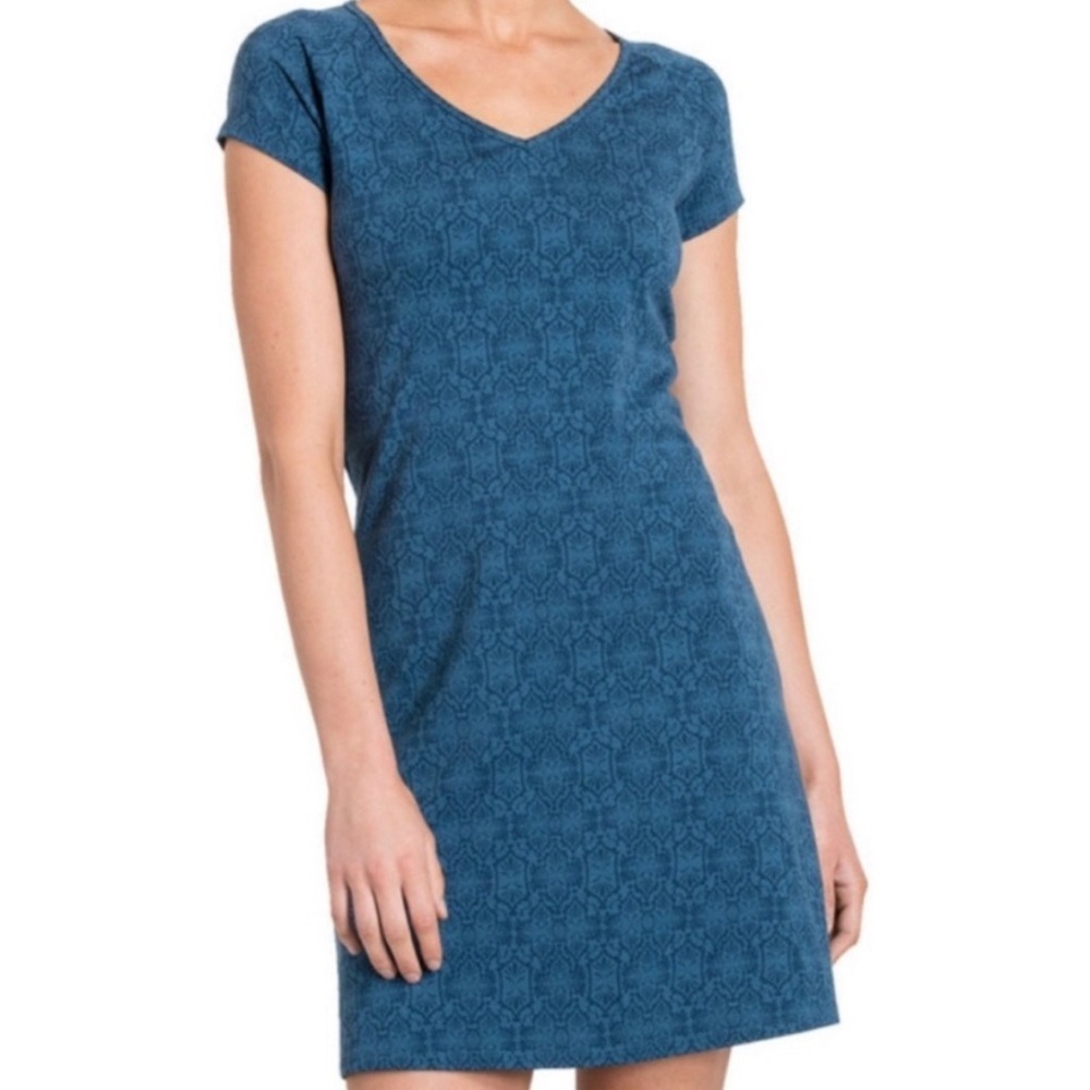 Kuhl Oriana Open Back Short Sleeve Tidal Blue Dress Size‎ M